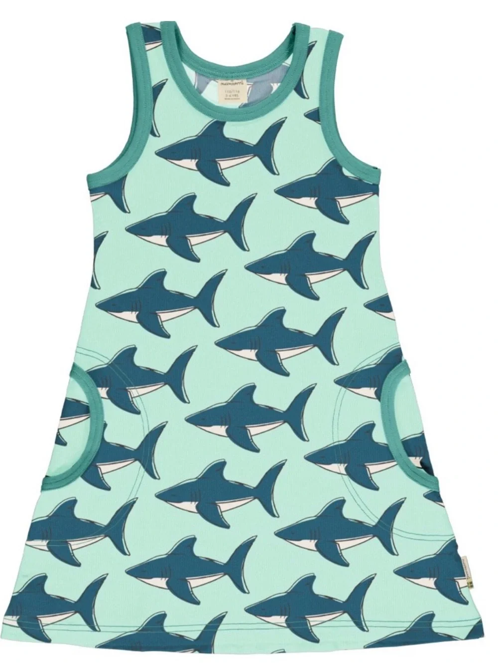 Maxomorra Shark Print Tank Dress Sz 122-128cm (7-8)